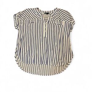 Zara Blue and White Striped Blouse size xl